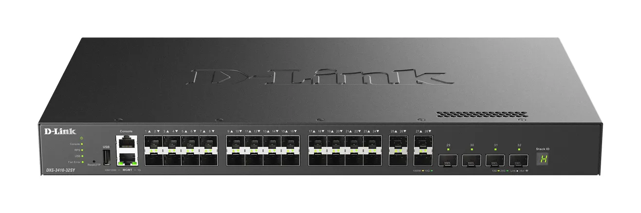 D-Link DXS-3410-32SY ağ anahtarı Gözetilmiş L3 Siyah