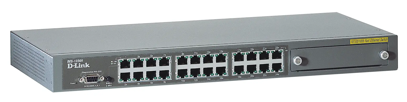 D-Link Switch 24xF+ENet RJ45 1x slot 19" DES-1226R