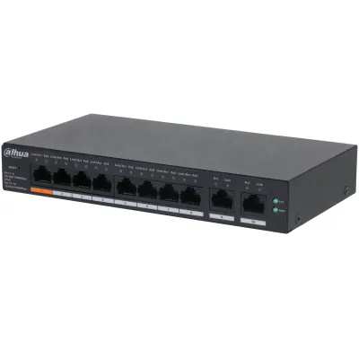 Dahua Technology CS4010-8GT-60 Gözetilmiş L2 Gigabit Ethernet (10/100/1000) Ethernet üzerinden güç desteği (PoE) Masaüstü/Duvara Monte Siyah