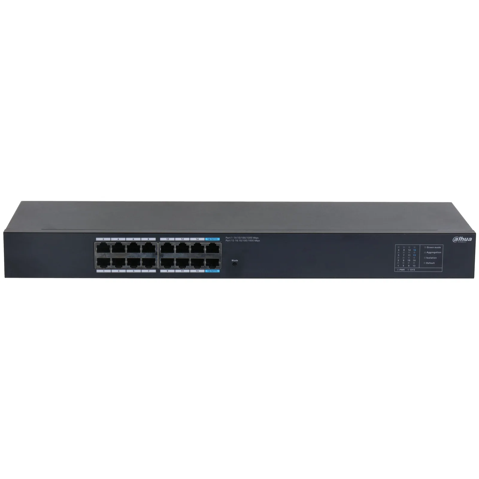 Dahua Technology SG1016 Yönetilmeyen L2 Gigabit Ethernet (10/100/1000) Siyah