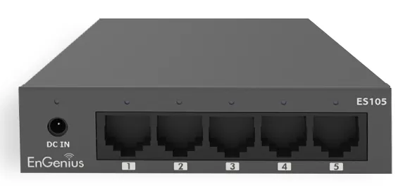 EnGenius ES105 ağ anahtarı Yönetilmeyen Gigabit Ethernet (10/100/1000) Siyah