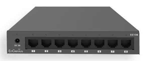 EnGenius ES108 ağ anahtarı Yönetilmeyen Gigabit Ethernet (10/100/1000) Siyah