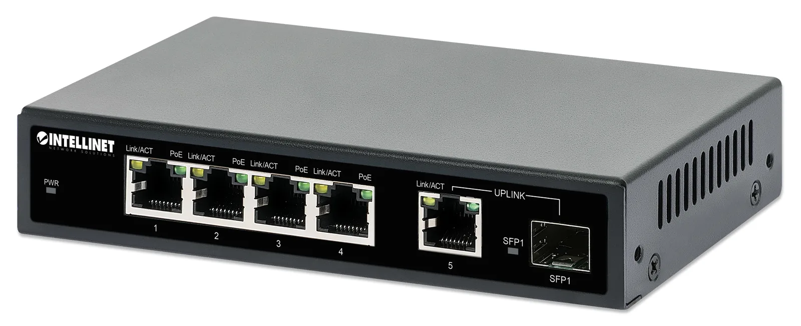 Intellinet 561822-UK ağ anahtarı Gigabit Ethernet (10/100/1000) Ethernet üzerinden güç desteği (PoE) Siyah