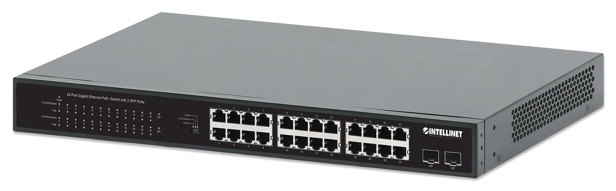 Intellinet 561891-UK ağ anahtarı Gigabit Ethernet (10/100/1000) Ethernet üzerinden güç desteği (PoE) 1U Siyah