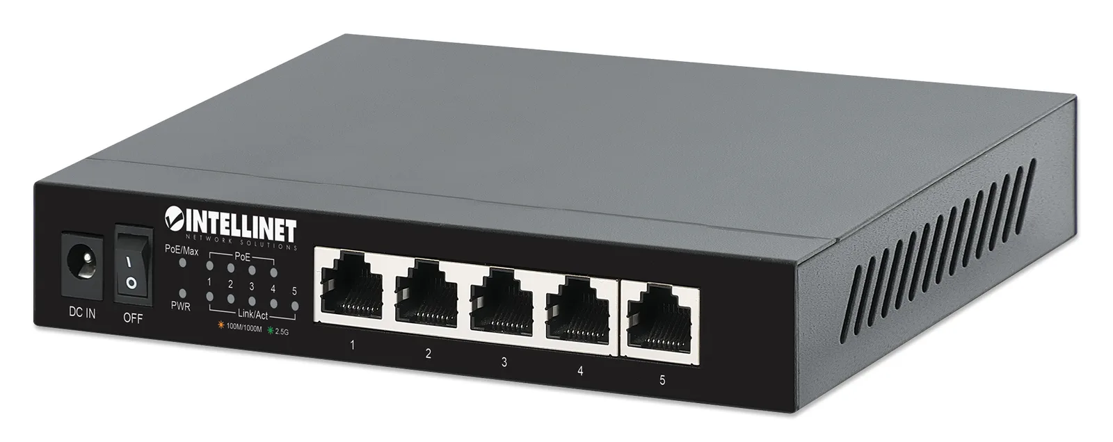 Intellinet 561921-UK ağ anahtarı Yönetilmeyen 2.5G Ethernet (100/1000/2500) Ethernet üzerinden güç desteği (PoE) Siyah