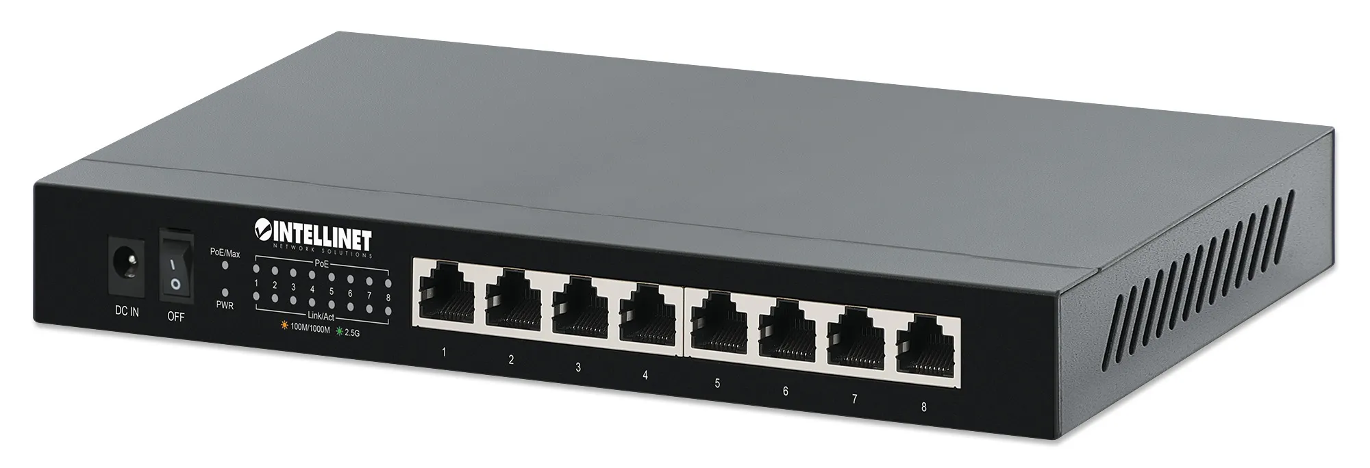 Intellinet 561938-UK ağ anahtarı Yönetilmeyen 2.5G Ethernet (100/1000/2500) Ethernet üzerinden güç desteği (PoE) Siyah