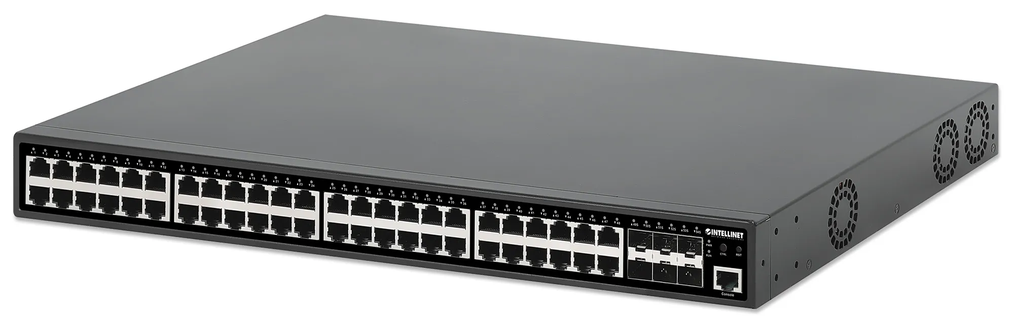 Intellinet 561969-UK ağ anahtarı Gözetilmiş L2+ Gigabit Ethernet (10/100/1000) Ethernet üzerinden güç desteği (PoE) 1U Siyah