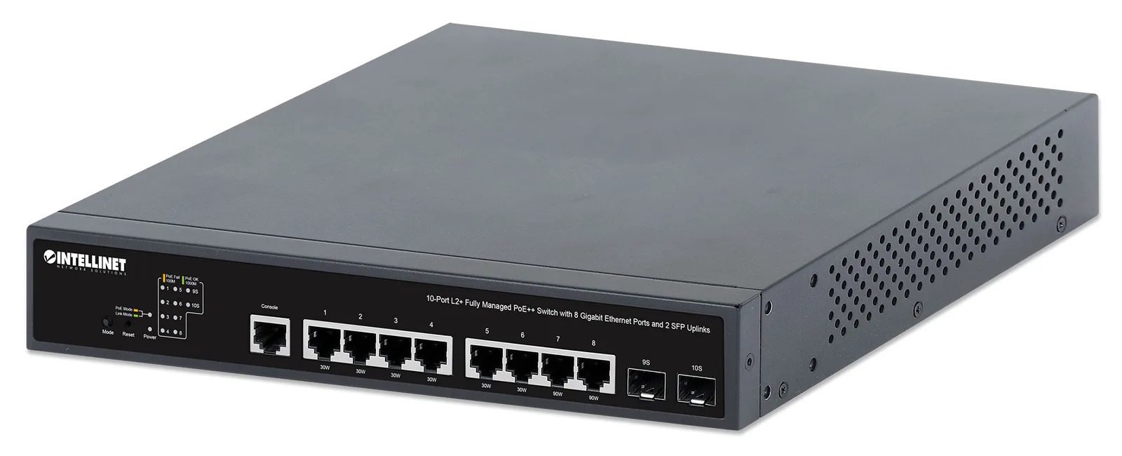 Intellinet 562003-UK ağ anahtarı Gözetilmiş L2+/L3 Gigabit Ethernet (10/100/1000) Ethernet üzerinden güç desteği (PoE) 1U Siyah