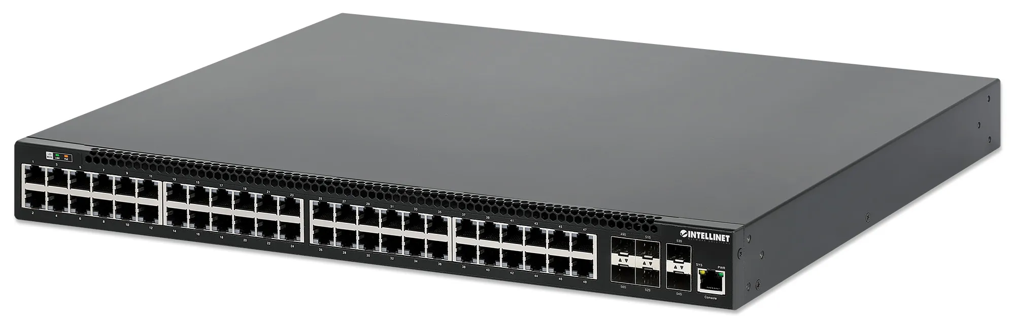 Intellinet 562041-UK ağ anahtarı Gözetilmiş L3 Gigabit Ethernet (10/100/1000) Ethernet üzerinden güç desteği (PoE) Siyah