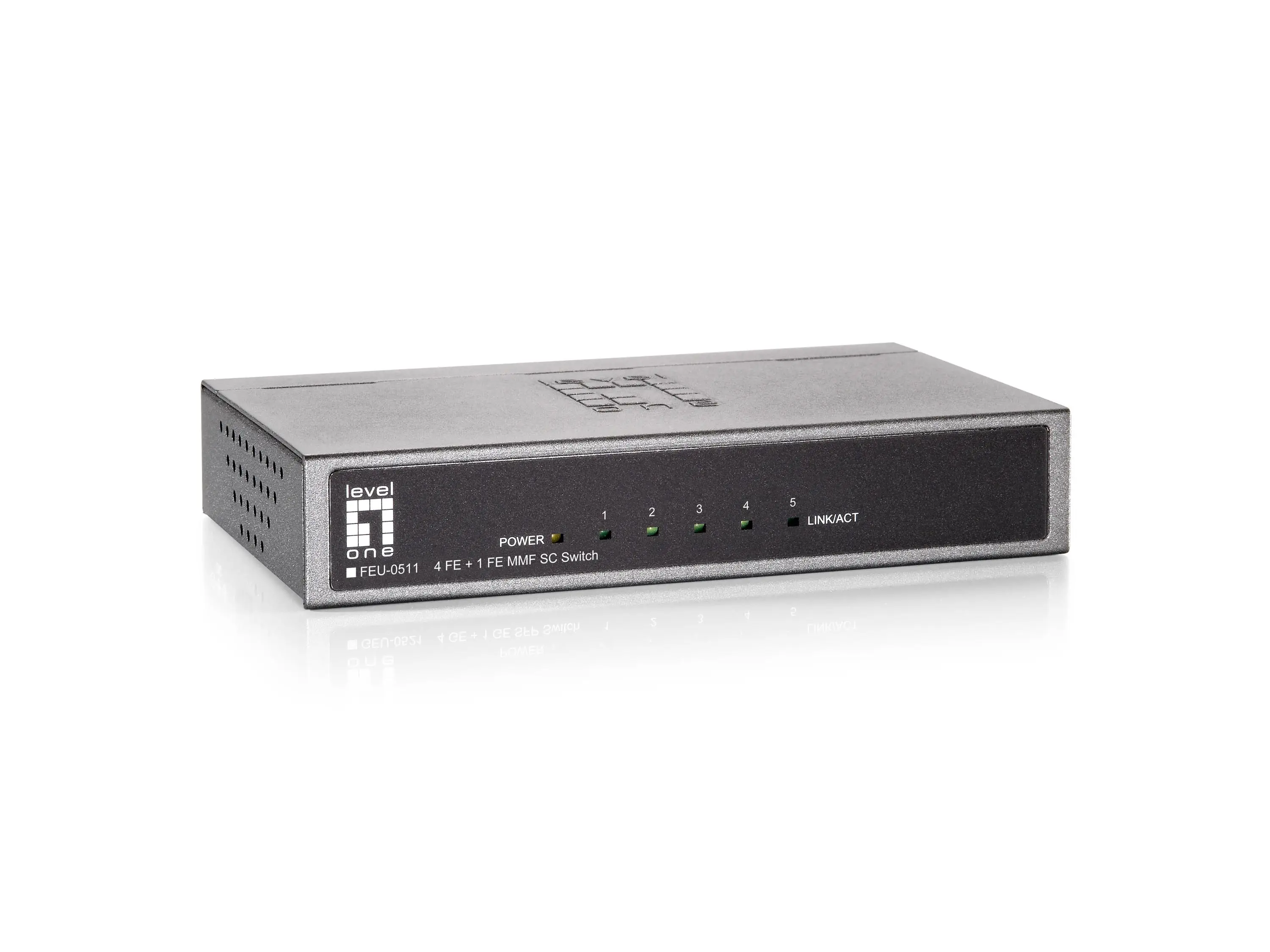 LevelOne 5-Port Fast Ethernet Switch, 1 x SC Multi-Mode Fiber FEU-0511