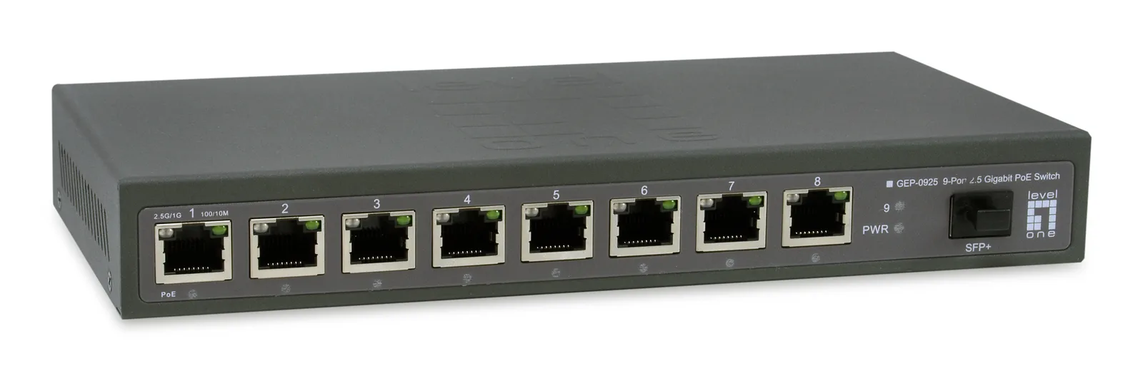 LevelOne GEP-0925 ağ anahtarı Yönetilmeyen 2.5G Ethernet (100/1000/2500) Ethernet üzerinden güç desteği (PoE) Siyah