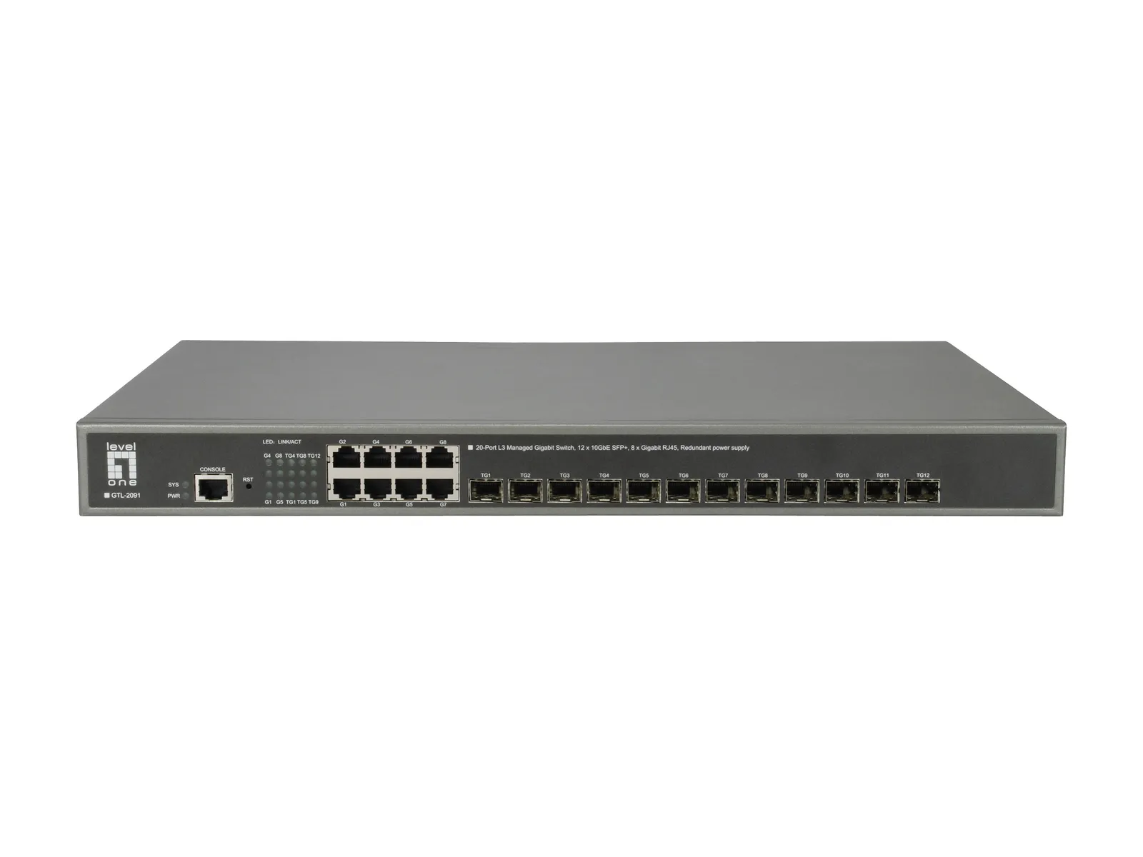 LevelOne GTL-2091 ağ anahtarı Gözetilmiş L3 Gigabit Ethernet (10/100/1000) Gri