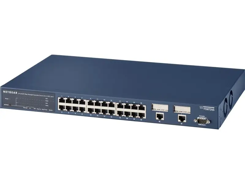 NETGEAR 24 Port Fast Managed (10/100) Stackable Switch with 2 Gigabit Ports FSM726SEU