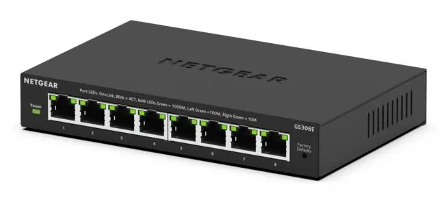 NETGEAR GS308E Gözetilmiş L2/L3 Gigabit Ethernet (10/100/1000) Siyah