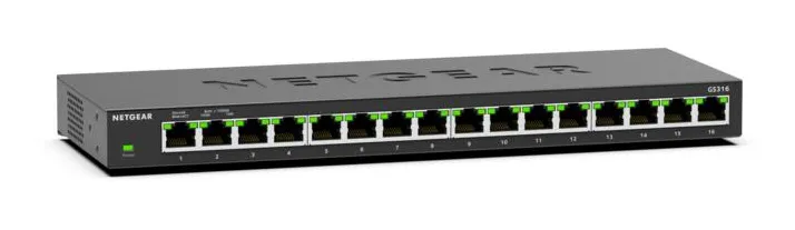 NETGEAR GS316 Yönetilmeyen L2 Gigabit Ethernet (10/100/1000) Siyah