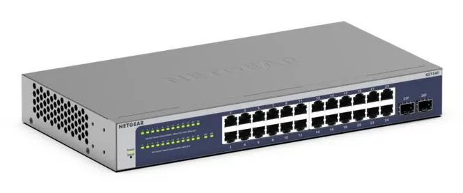NETGEAR GS724Tv6 Gözetilmiş L2+/L3 Gigabit Ethernet (10/100/1000) 1U Mavi, Gri