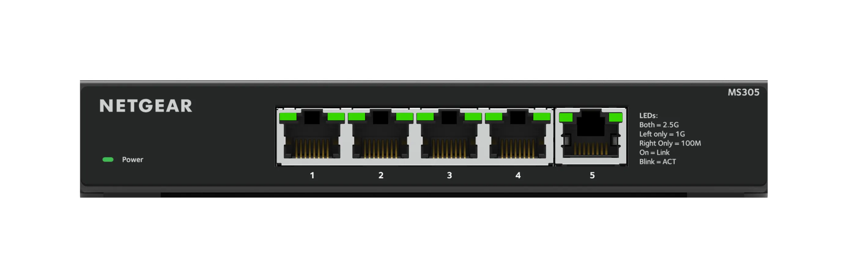 NETGEAR MS305 Yönetilmeyen 2.5G Ethernet (100/1000/2500) Masaüstü/Duvara Monte Siyah