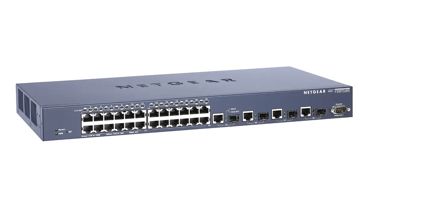 NETGEAR ProSafe™ 24-Port 10/100 L3 Managed Stackable Switch with 4 Gigabit Ports FSM7328SEU