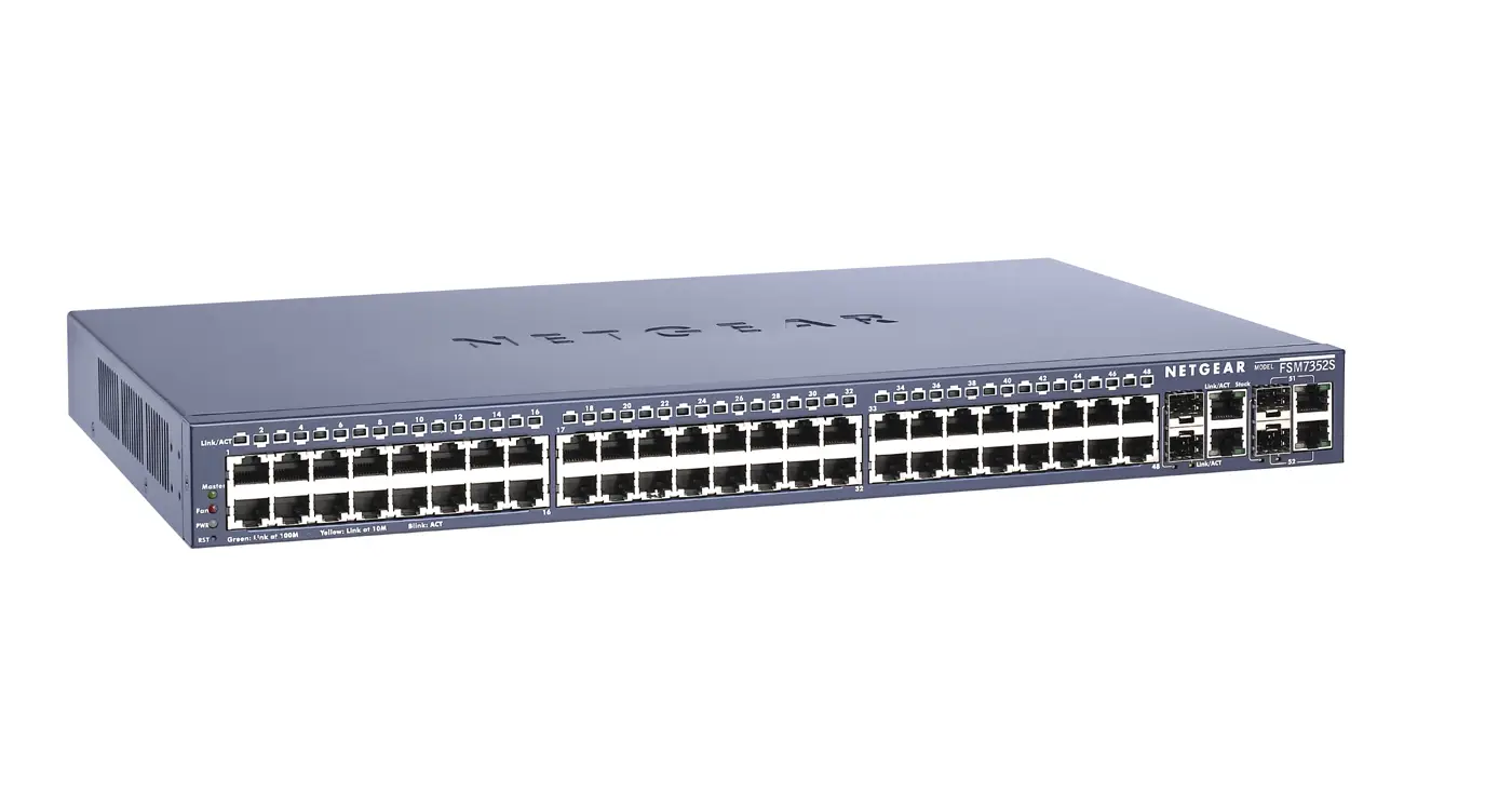 NETGEAR ProSafe™ 48-Port 10/100 L3 Managed Stackable Switch with 4 Gigabit Ports FSM7352SEU