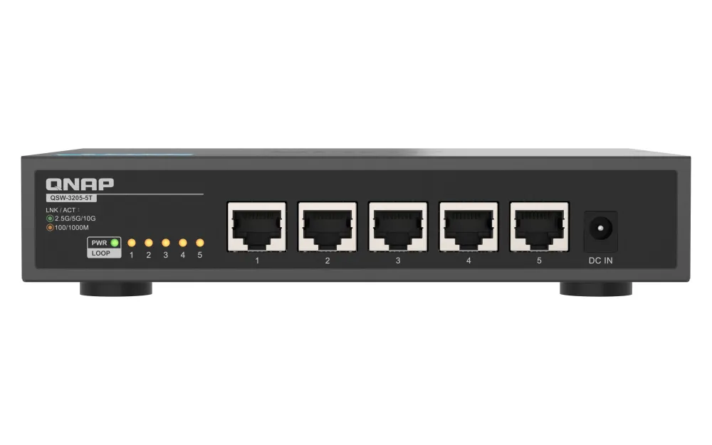 QNAP QSW-3205-5T ağ anahtarı Yönetilmeyen 10G Ethernet (100/1000/10000) Masaüstü Siyah