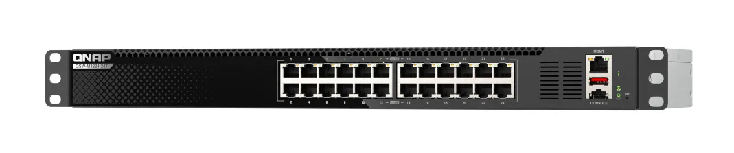 QNAP QSW-M3224-24T ağ anahtarı Gözetilmiş L3 10G Ethernet (100/1000/10000) 1U Siyah, Gümüş