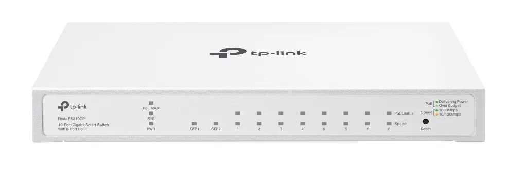 TP-Link FESTA FS310GP ağ anahtarı Gözetilmiş L2/L2+ Gigabit Ethernet (10/100/1000) Ethernet üzerinden güç desteği (PoE) 1U Beyaz