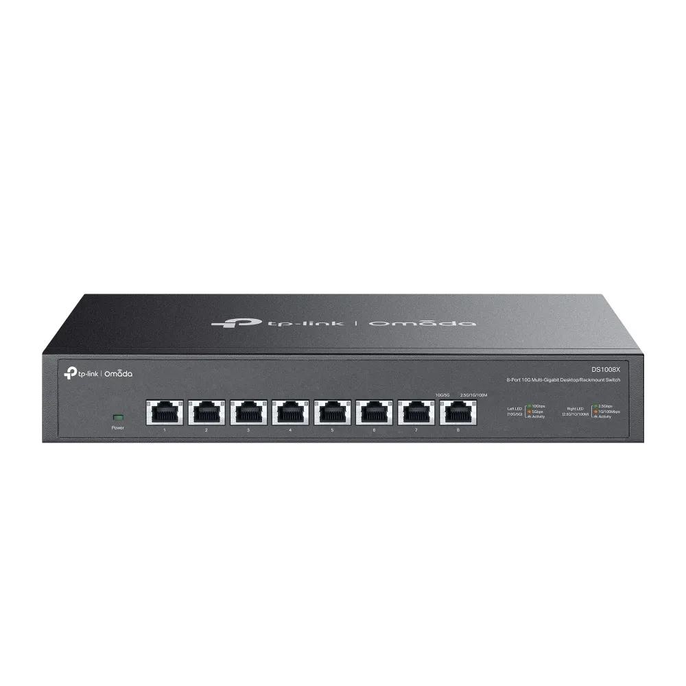 TP-Link Omada DS1008X ağ anahtarı Yönetilmeyen 10G Ethernet (100/1000/10000) 1U Siyah