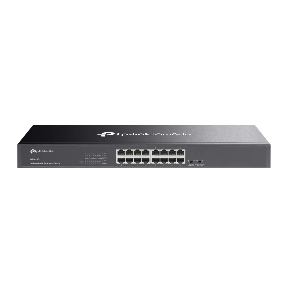 TP-Link Omada DS1016G ağ anahtarı Yönetilmeyen Gigabit Ethernet (10/100/1000) 1U Siyah