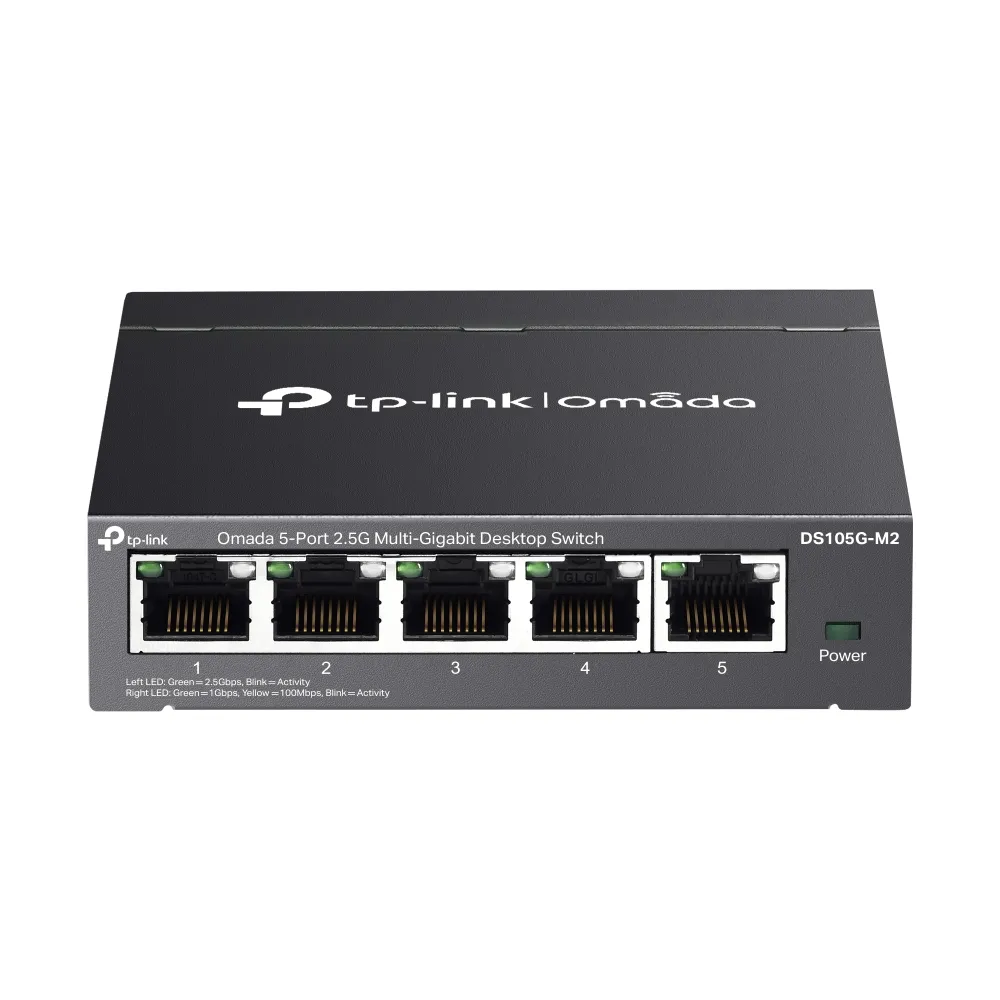 TP-Link Omada DS105G-M2 ağ anahtarı Yönetilmeyen 2.5G Ethernet (100/1000/2500) Siyah