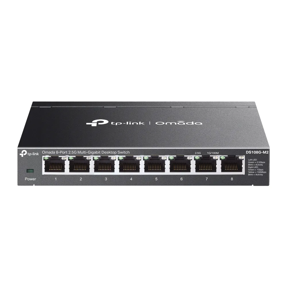 TP-Link Omada DS108G-M2 ağ anahtarı Yönetilmeyen 2.5G Ethernet (100/1000/2500) Siyah