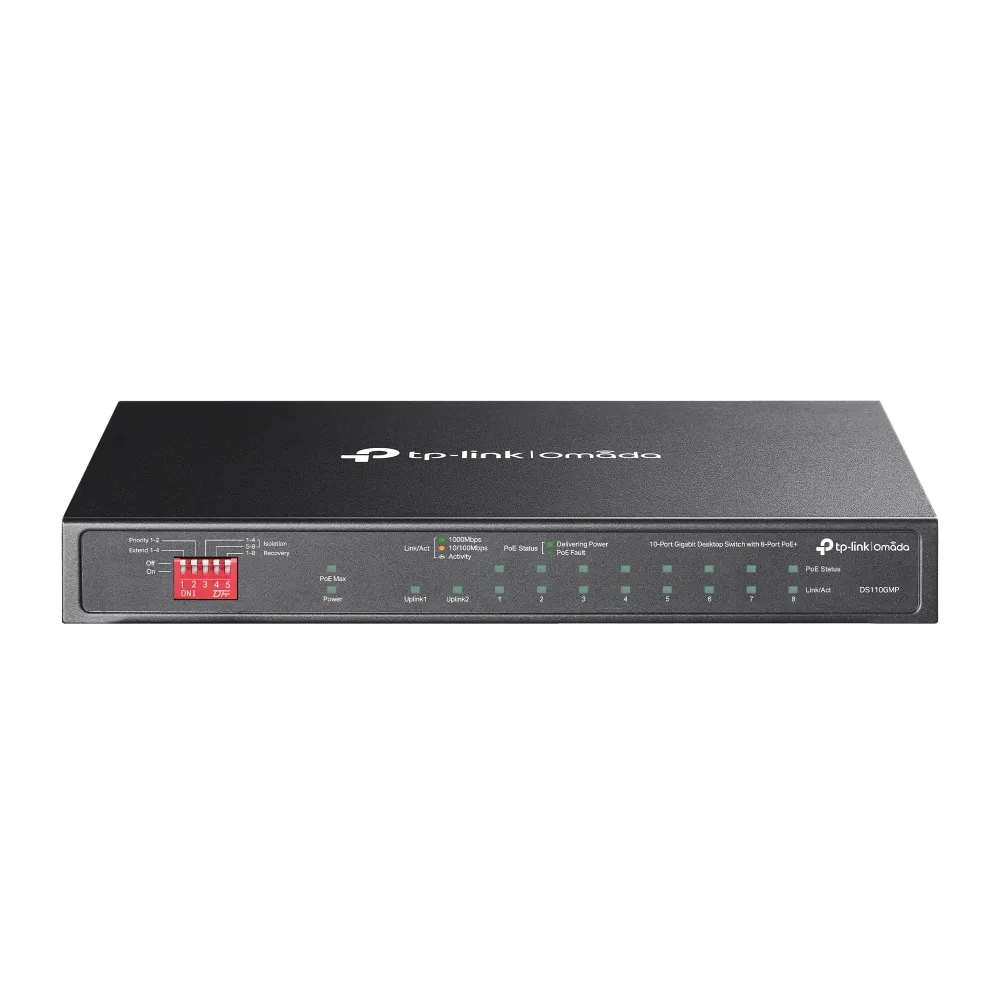 TP-Link Omada DS110GMP ağ anahtarı Yönetilmeyen Gigabit Ethernet (10/100/1000) Ethernet üzerinden güç desteği (PoE) Siyah