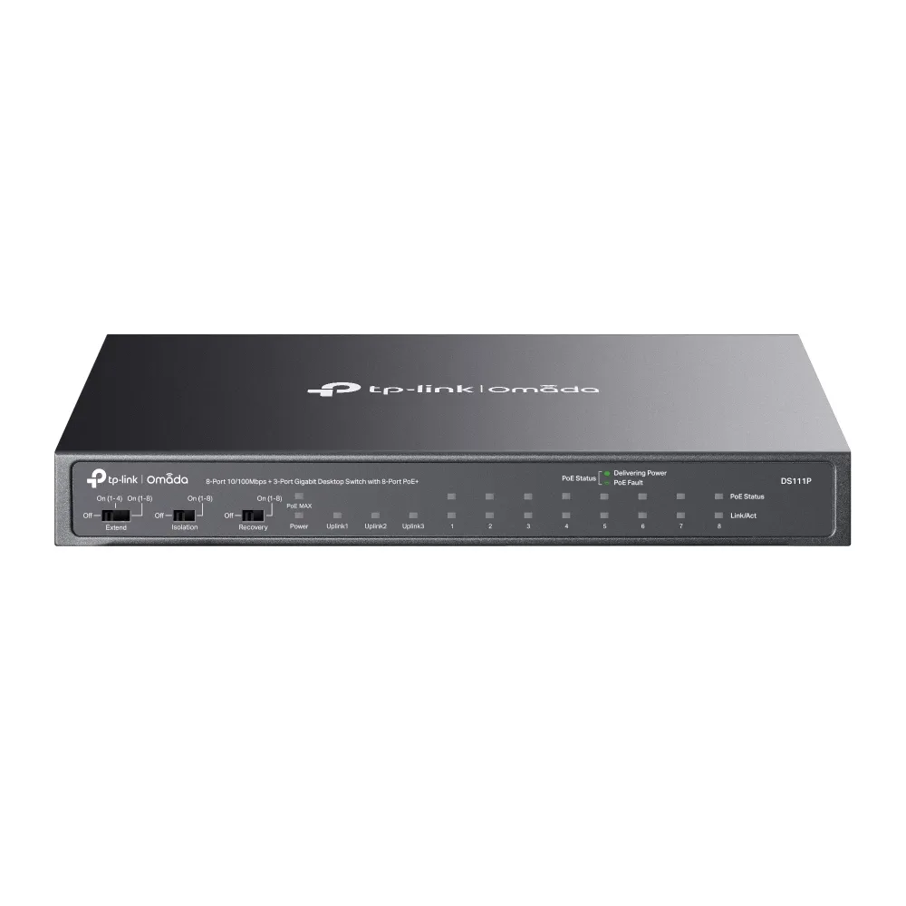 TP-Link Omada DS111P ağ anahtarı Yönetilmeyen Fast Ethernet (10/100) Ethernet üzerinden güç desteği (PoE) Siyah