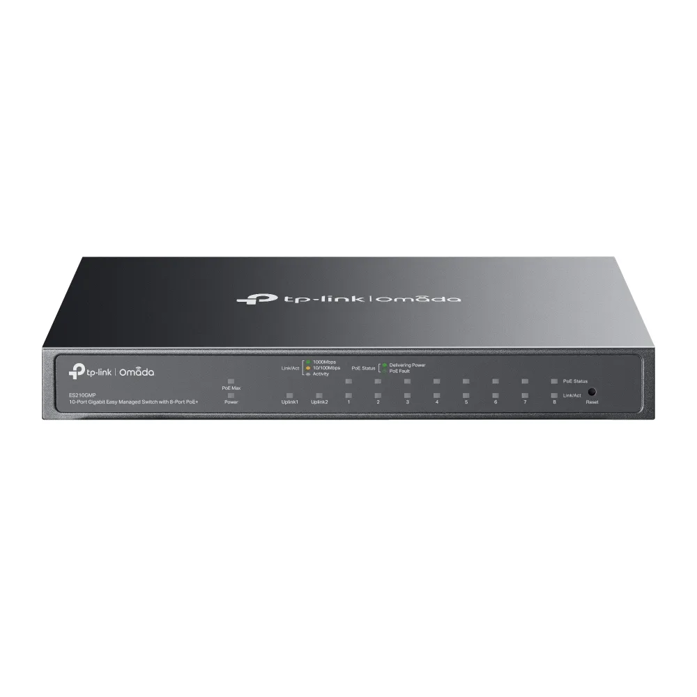 TP-Link Omada ES210GMP ağ anahtarı Gözetilmiş Gigabit Ethernet (10/100/1000) Ethernet üzerinden güç desteği (PoE) Siyah