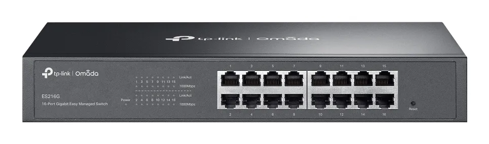 TP-Link Omada ES216G ağ anahtarı Gözetilmiş L2 Gigabit Ethernet (10/100/1000) Siyah