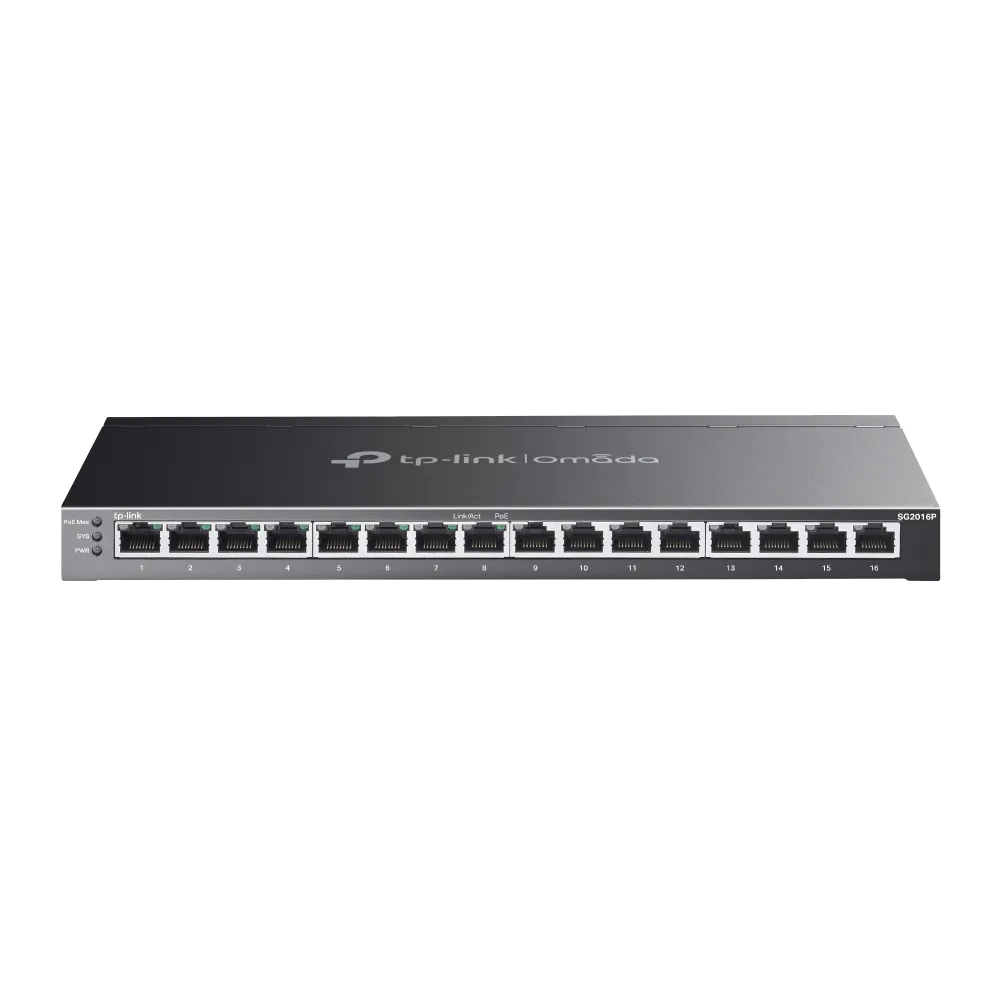 TP-Link Omada SG2016P ağ anahtarı Gözetilmiş L2/L2+ Gigabit Ethernet (10/100/1000) Ethernet üzerinden güç desteği (PoE) Siyah