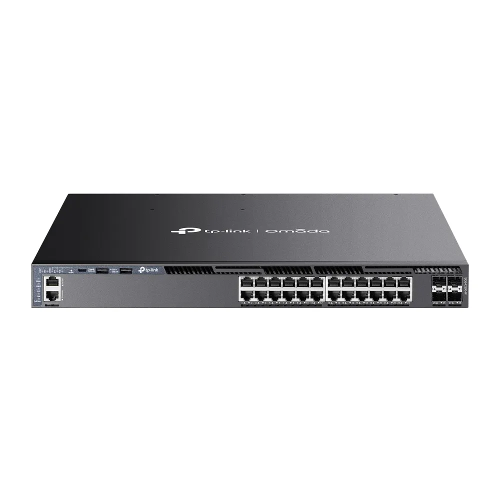 TP-Link Omada SG6428XHP ağ anahtarı Gözetilmiş L3 Gigabit Ethernet (10/100/1000) Ethernet üzerinden güç desteği (PoE) 1U Siyah
