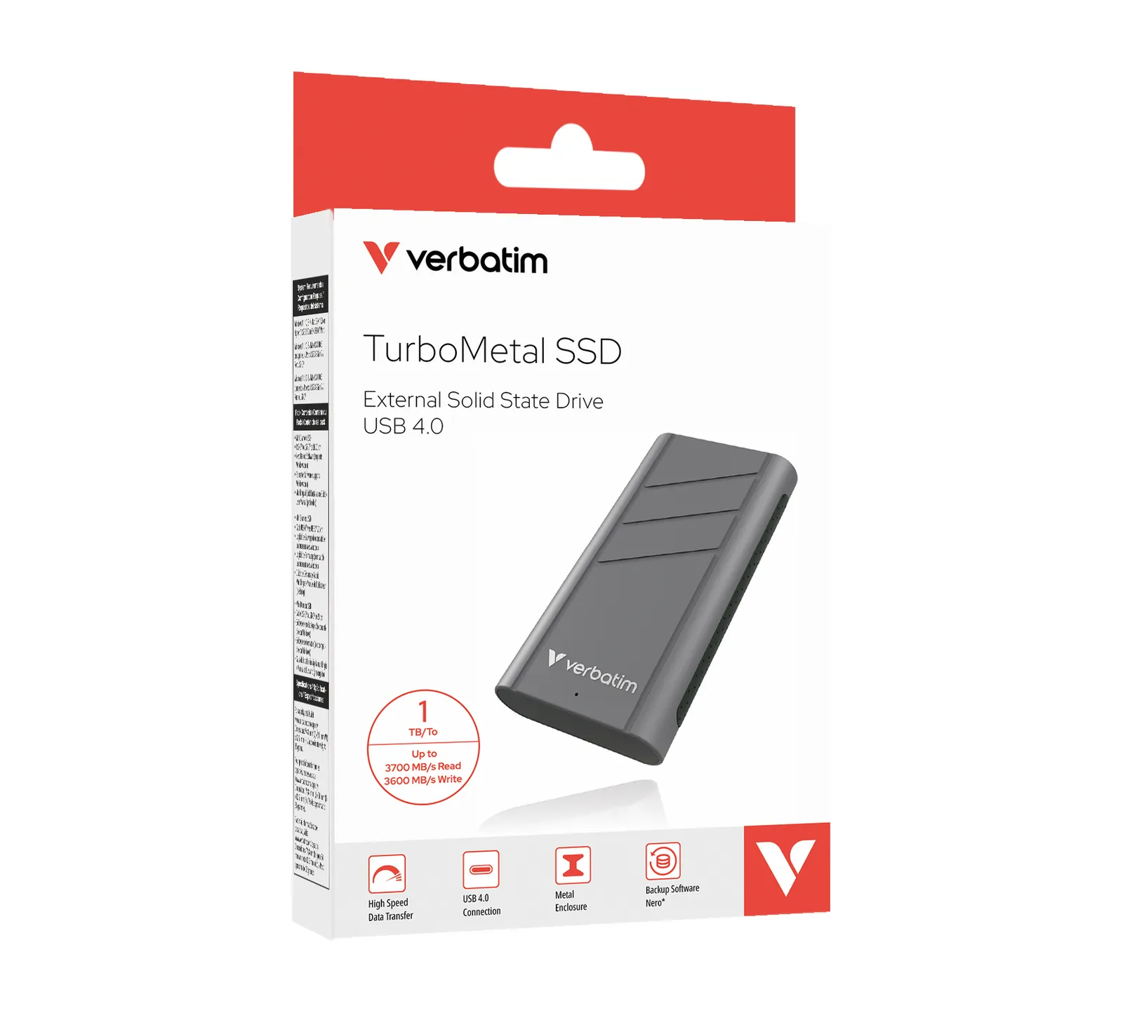 Verbatim TurboMetal SSD USB4 1TB USB C Tipi USB4 Gen 2x2 Gümüş