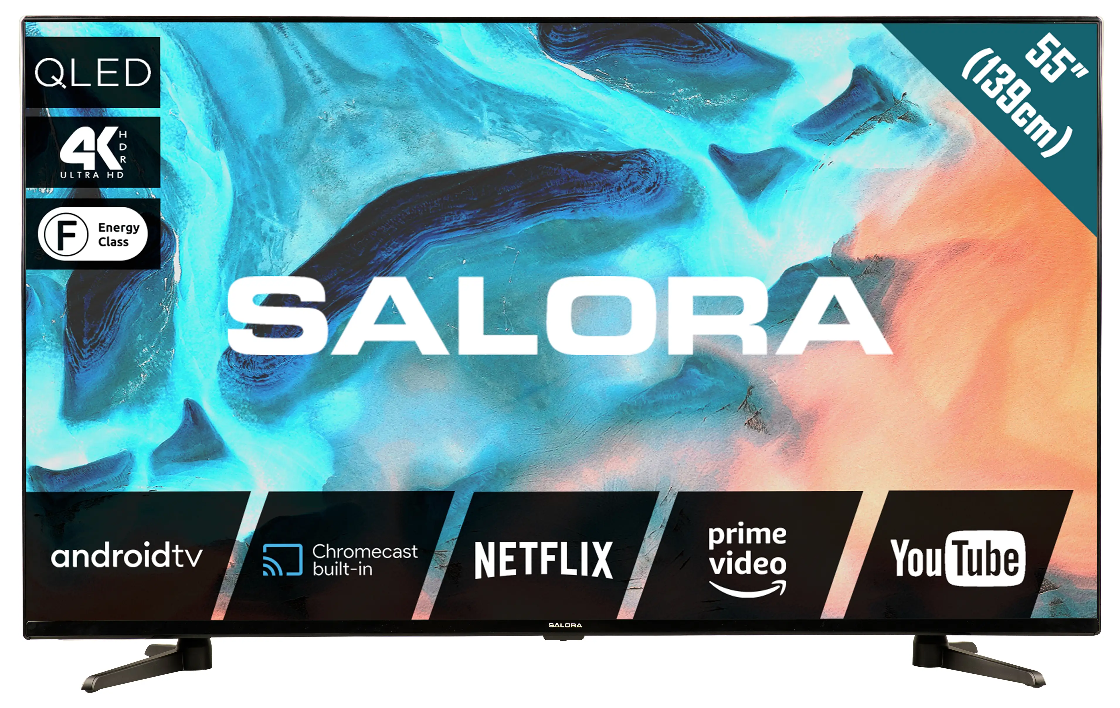 Salora 220 series 55QLED220A 55 inç 4K Ultra HD TV Portatif zemin standı Tabela Ekran Bağlantıları 8564