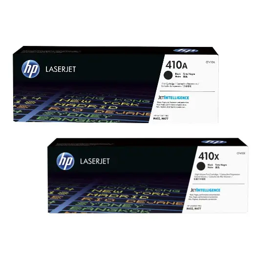 HP 410A/410X Black Original LaserJet Toner Cartridges CF410A+CF410X