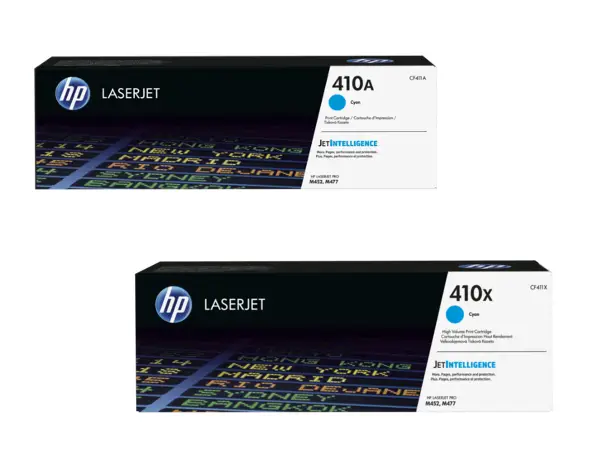 HP 410A/410X Cyan Original LaserJet Toner Cartridges CF411A+CF411X