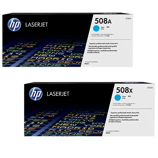 HP 508A/508X Cyan Original LaserJet Toner Cartridges CF361A+CF361X