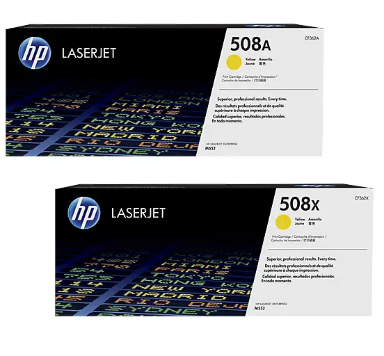 HP 508A/508X Yellow Original LaserJet Toner Cartridges CF362A+CF362X