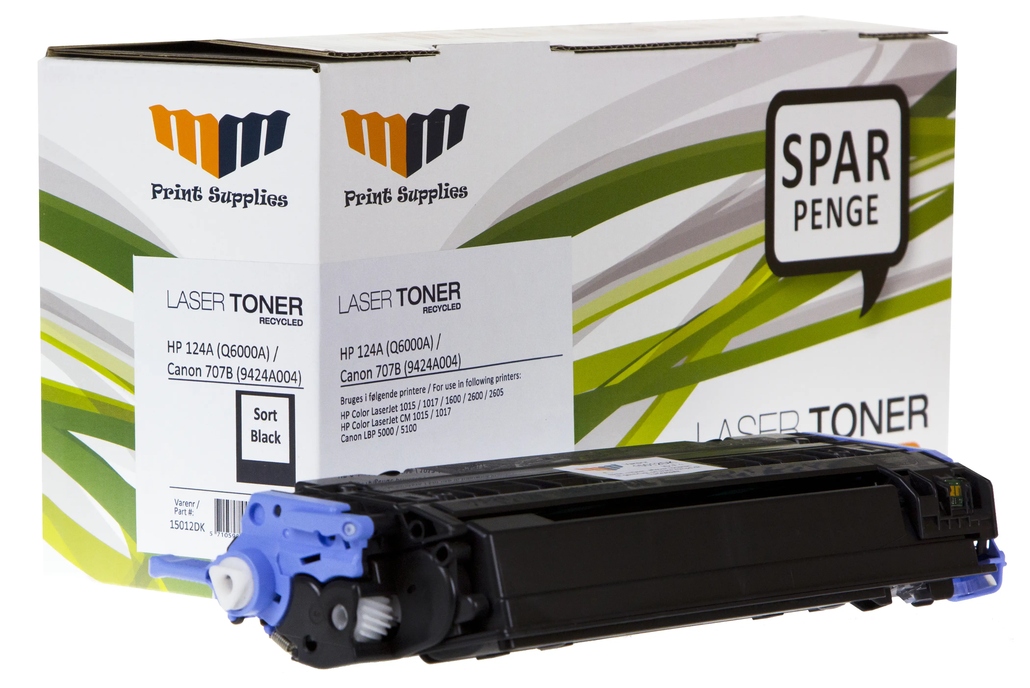 MM Black Laser Toner - HP 124A (Q6000A) / Canon CRT-707B (9424A004) - For HP Color LaserJet / Canon LBP 15012DK