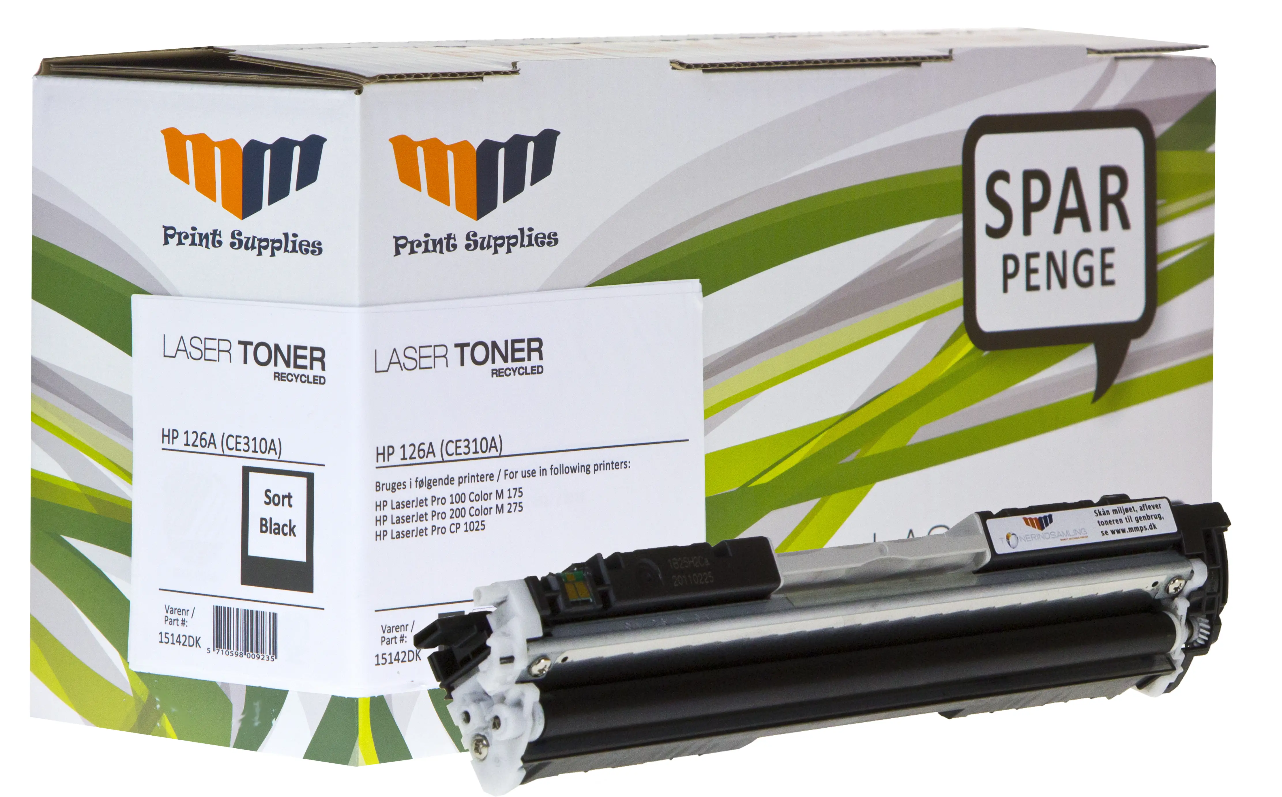 MM Black Laser Toner - HP 126A (CE310A) - For HP LaserJet Pro 15142DK