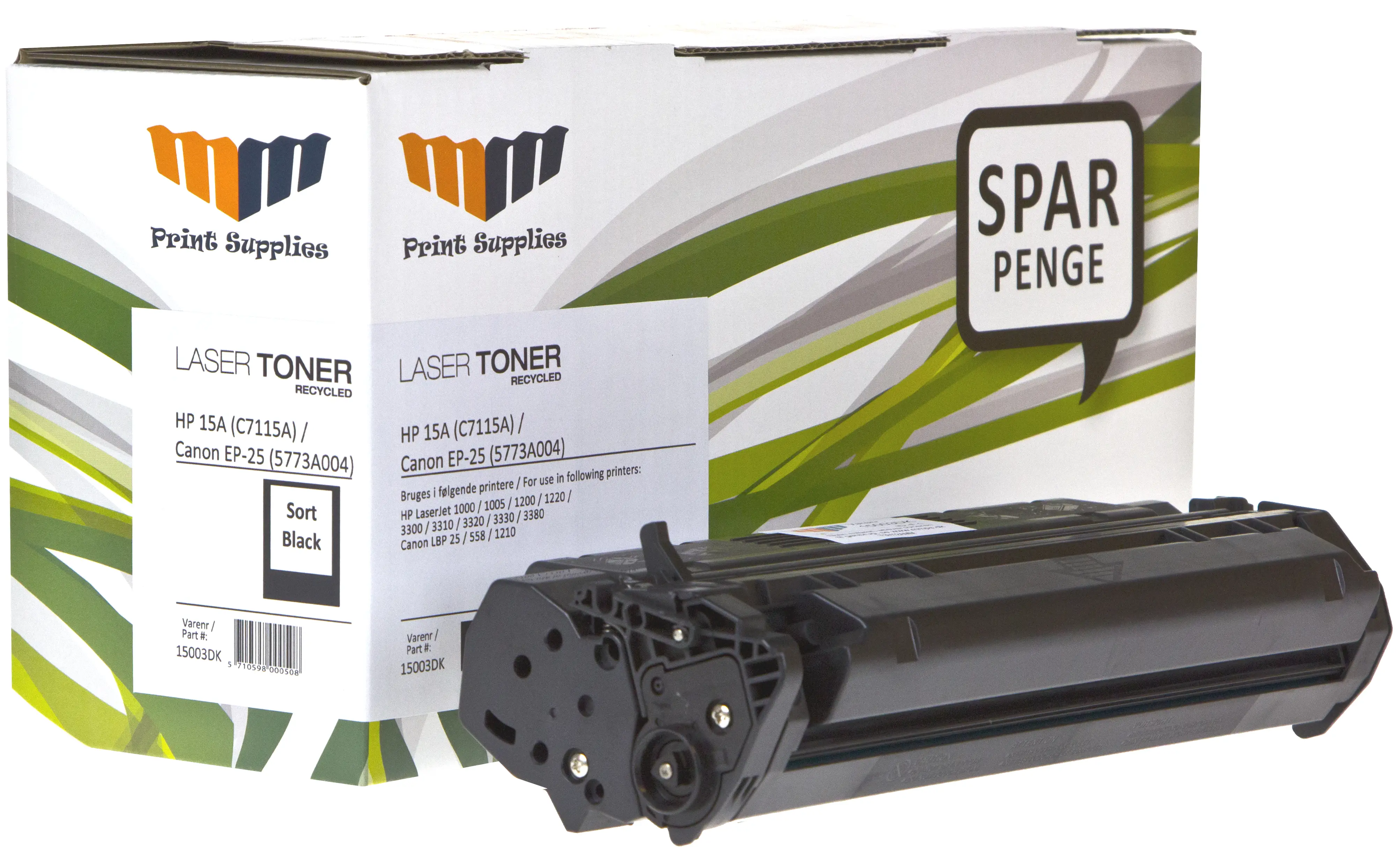 MM Black Laser Toner - HP 15A (C7115A) / Canon EP25 (5773A004) - For HP LaserJet / Canon LBP 15003DK