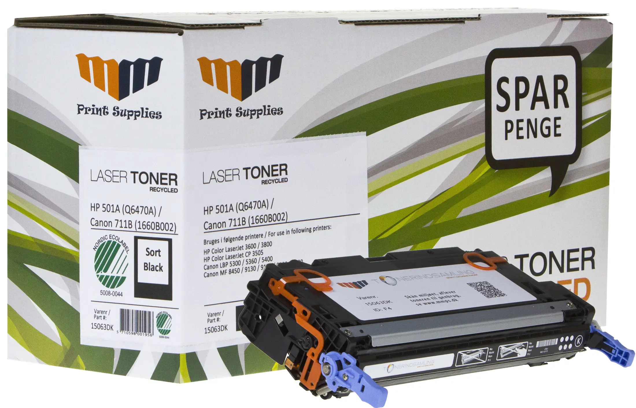 MM Black Laser Toner - HP 501A (Q6470A) / Canon 711BK (1660B002) - For HP Color LaserJet / Canon LBP & MF 15063DK