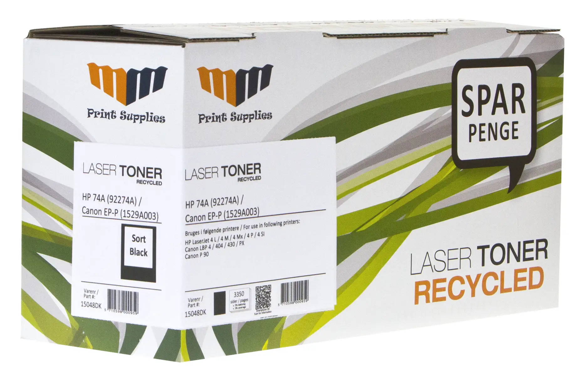 MM Black Laser Toner - HP 74A (92274A) / Canon EP-P (1529A003) - For HP LaserJet / Canon LBP 15048DK