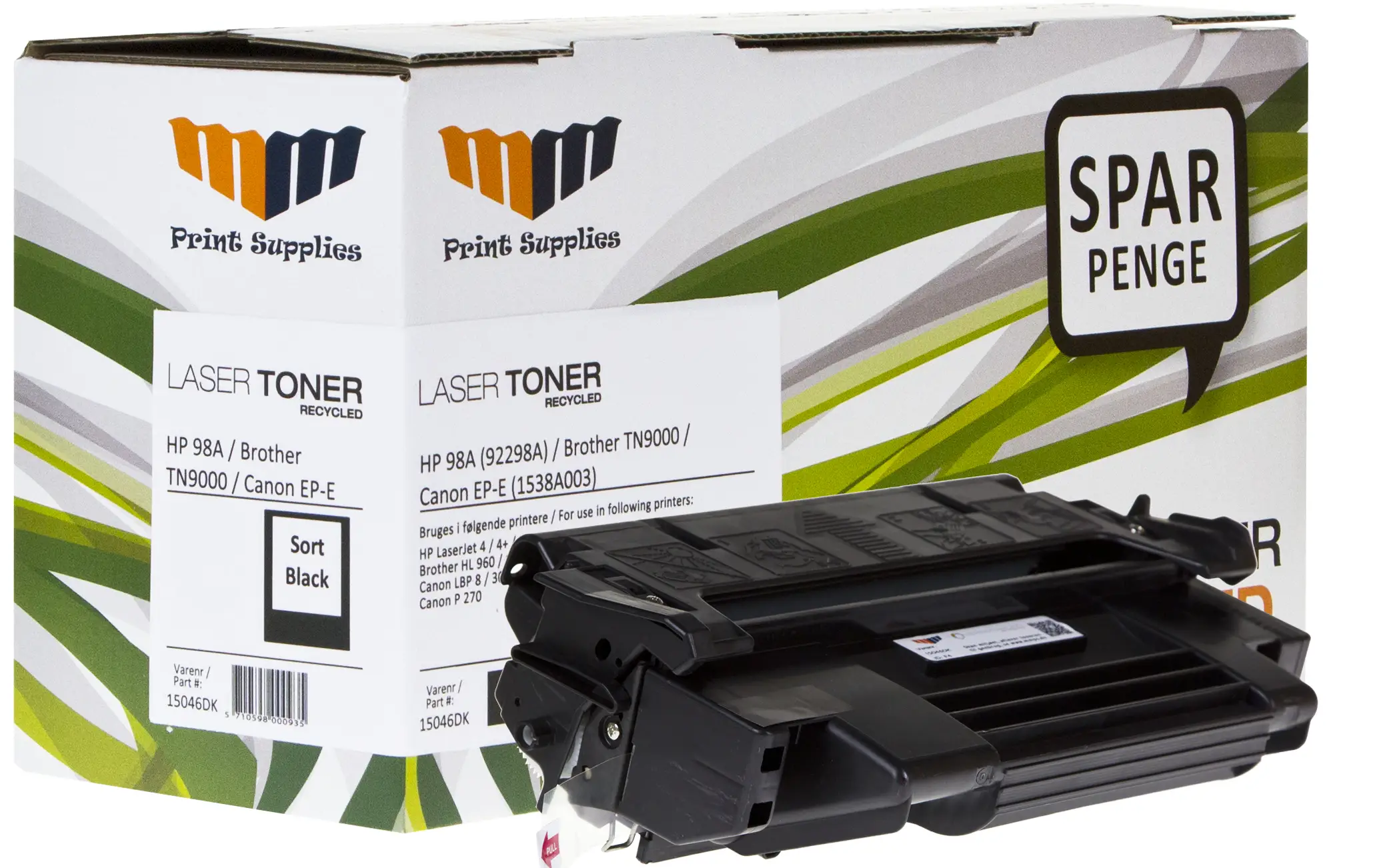 MM Black Laser Toner - HP 98A (92298A) / Brother TN9000 / Canon EP-E (1538A003) - For HP LaserJet / Brother HL / Canon LBP 15046DK