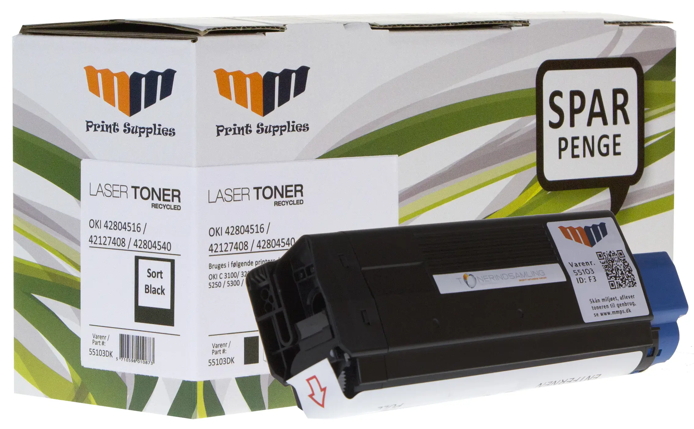 MM Black Laser Toner - OKI 42804516 / 42127408 / 42804540 - For OKI C 3100 / 3200 / 5xxx series 55103DK