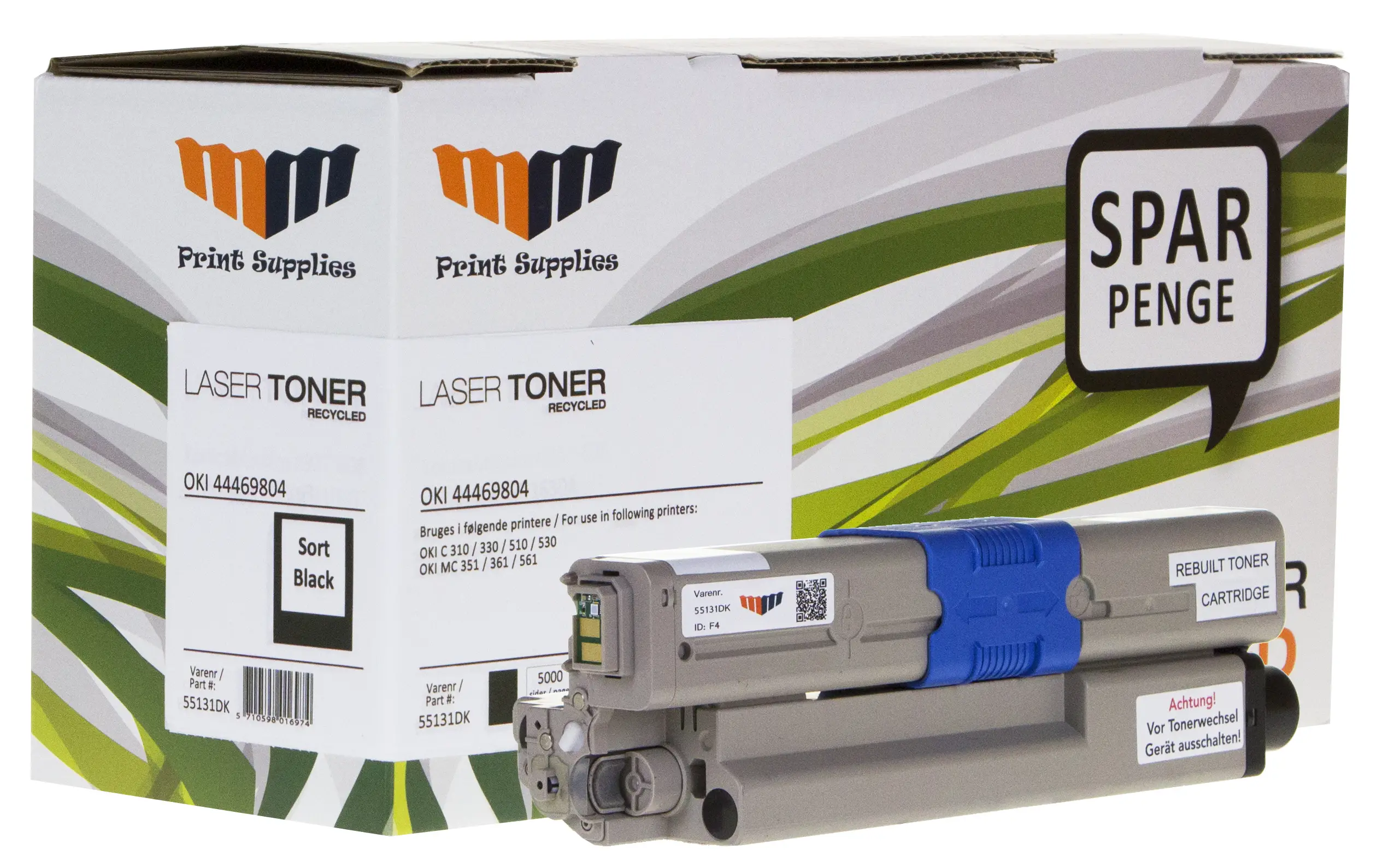MM Black Laser Toner - OKI 44469804 - For OKI C 3x0 / 5x0 / MC 351 / 361 / 561 55131DK